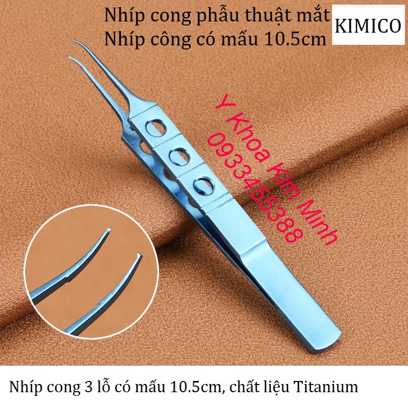 Nhíp cong 3 lỗ có mấu 10.5cm Titanium