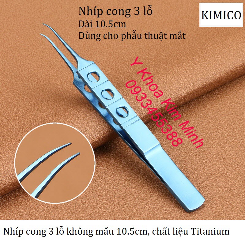 Nhíp cong không mấu 10.5cm titanium dùng trong phẫu thuật thẩm mỹ mí mắt
