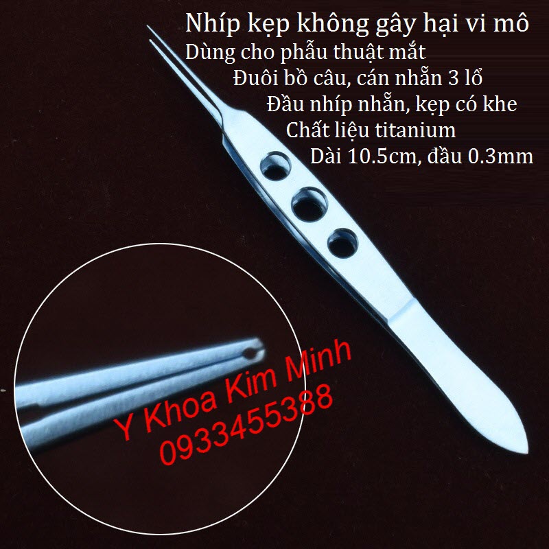 Nhíp kẹp vi mô không gây tổn hại tế bào dùng cho phẫu thuât nhãn khoa 10.5cm titanium