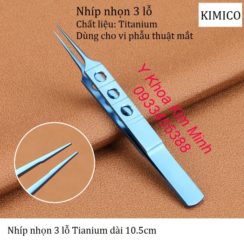 Nhíp nhọn 3 lỗ dài 10.5cm chất liệu titanium