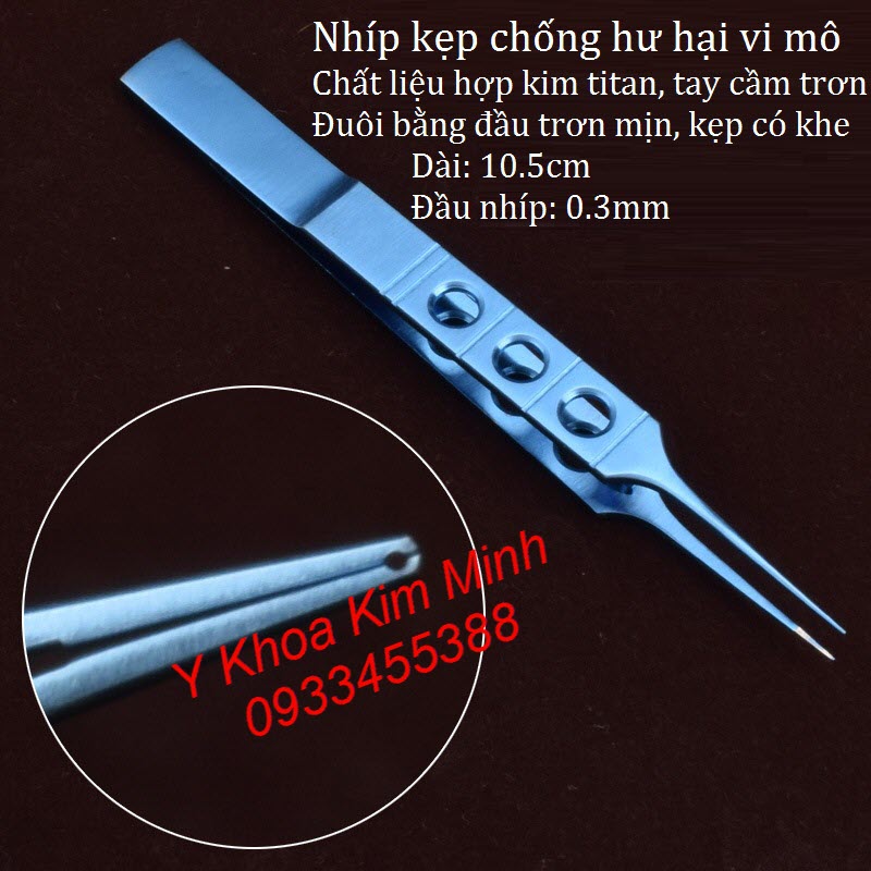 Nhíp kẹp y tế không gây hư hại mô trong phẫu thuật mắt chất liêu titanium 10.5cm