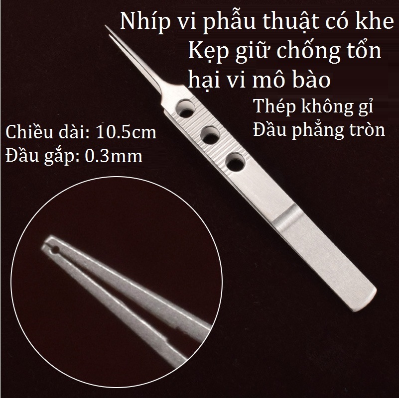 Nhíp vi mô bào phẫu thuật mắt dài 10.5cm thép không gỉ