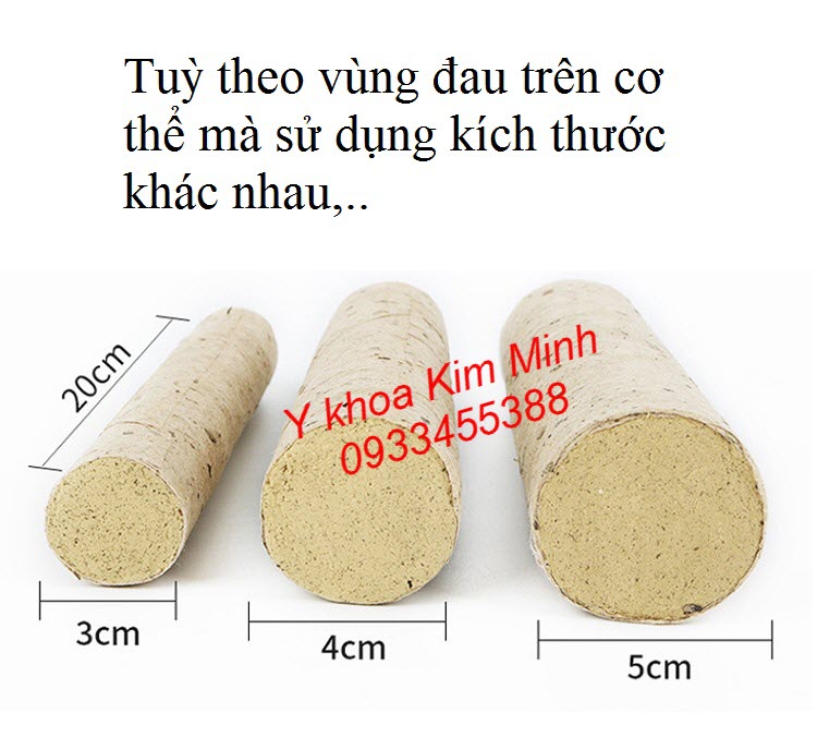 Kích thước của nhang ngải cứu giấy lá tơ tằm là 20x200, 30x200, 50x200mm - Y khoa Kim Minh