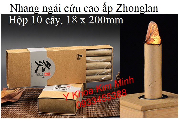 Nhang ngải cứu Zhonglan cao cấp - Y Khoa Kim Minh Nhang ngai cuu cao cap chat luong nhan hieu Zhonglan hop 10 cay - Y Khoa Kim Minh