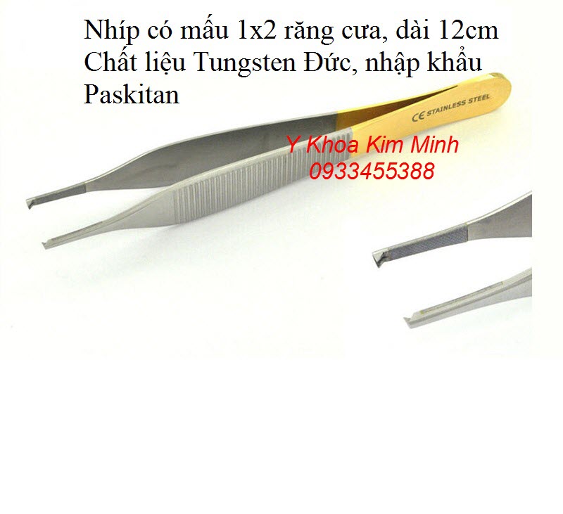 Nhíp mấu gấp mô trong phẫu thuật khâu vết thương nhập khẩu paskitan dài 12cm - Y khoa Kim Minh