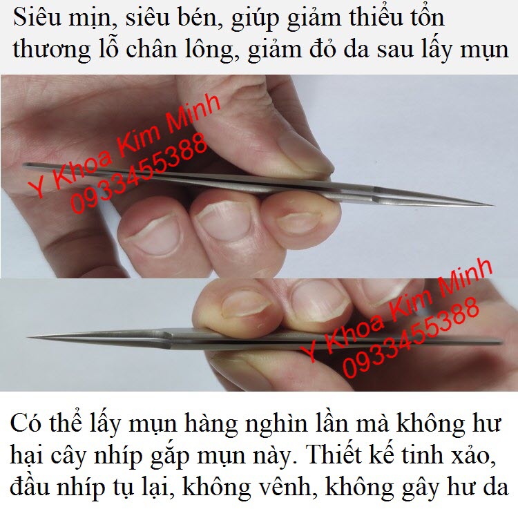 Nhíp gắp mụn đầu thẳng nhọn Đài Loan chuyên dùng cho spa - Y khoa Kim Minh