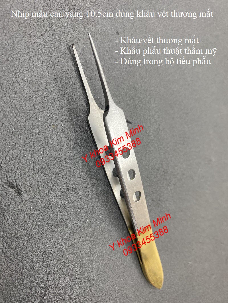 Nhíp kẹp có mấu 10.5cm dùng khâu vết thương vùng mắt, phẫu thuật thẩm mỹ - Y khoa Kim Minh
