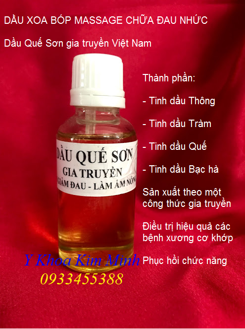 Dầu Quế Sơn xoa bóp trị đau nhức thần kinh cột sống - Y Khoa Kim Minh Nơi bán dầu quế sơn xoa bóp chữa đau nhức - Y Khoa Kim Minh 0933455388