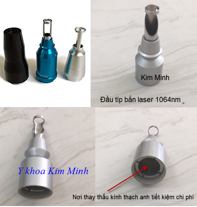 Thấu kính thạch anh thay thế trong típ bắn laser 1064nm, 532nm, black doll carbon gel - Y khoa Kim Minh