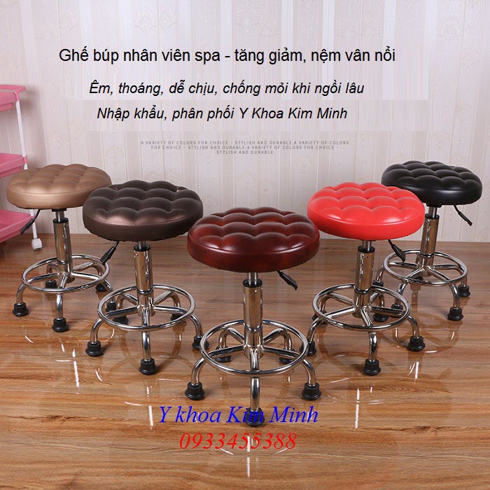 Đia chỉ bán ghế búp spa nhân viên ngồi có tăng giảm chiều cao nệm vân nổi - Y khoa Kim Minh