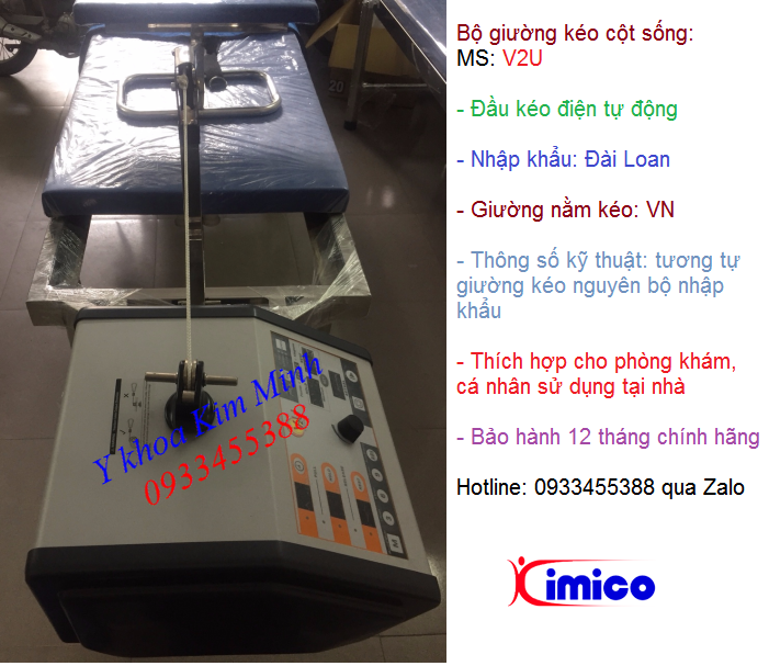 Nơi bán đầu kéo cột sống điện Đài Loan V2U + giường kéo Việt Nam - Y khoa Kim Minh 0933455388