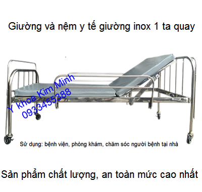 Nệm và giường y tế inox 1 tay quay dùng cho người bệnh - Y khoa Kim Minh Nệm và giường y tế inox 1 tay quay dùng cho người bệnh - Y Khoa Kim Minh