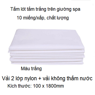 Miếng vải lót tắm trắng không thấm nước kích thước 100 x 1800mm - Y Khoa Kim Minh