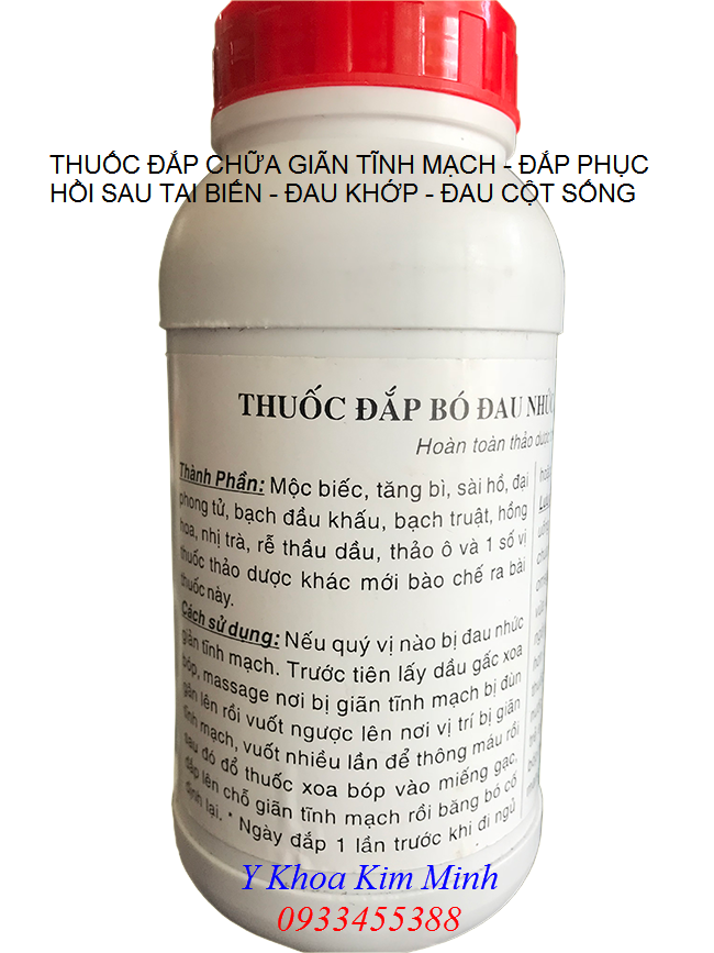 Thuoc dap chua benh gian tinh mach, dap chua tai bien, dau cot song, tang tuan hoan mau - Y khoa Kim Minh 0933455388