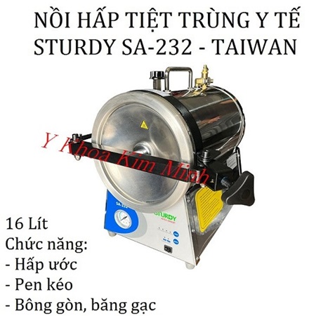 Lò hấp sấy ướt tiệt trùng dụng cụ y tế cửa ngang của Sturdy Đài Loan SA-232