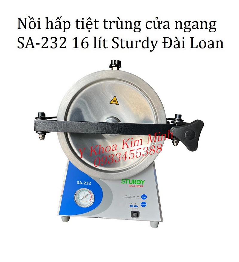 Nồi hấp tiệt trùng SA-232 Đài Loan cửa ngang bán ở Y Khoa Kim Minh