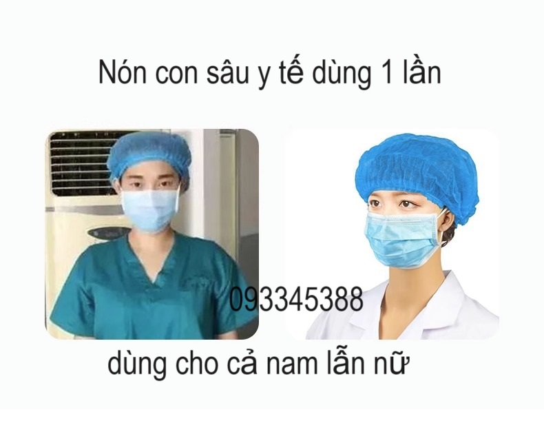 Nón con sâu y tế trùm đầu tóc dùng một lần