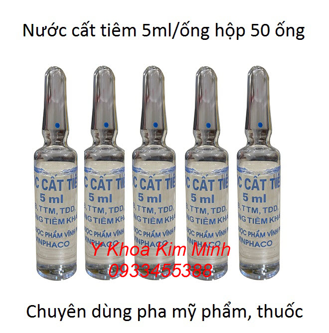 Nước cất pha tiêm dùng trong thẩm mỹ Nước cất pha tiêm dùng làm loãng mỹ phẩm trước khi tiêm chích hoặc truyền tĩnh mạch