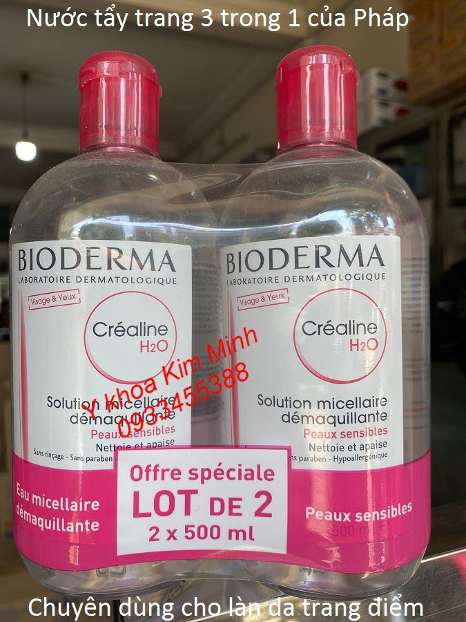 Nước tẩy trang 3 trong 1 Bioderma H2O của Pháp
