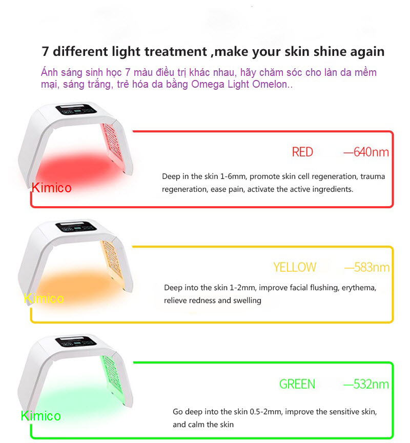 Cham soc da bang anh sang sinh hoc 7 mau Omega Light Kim Minh