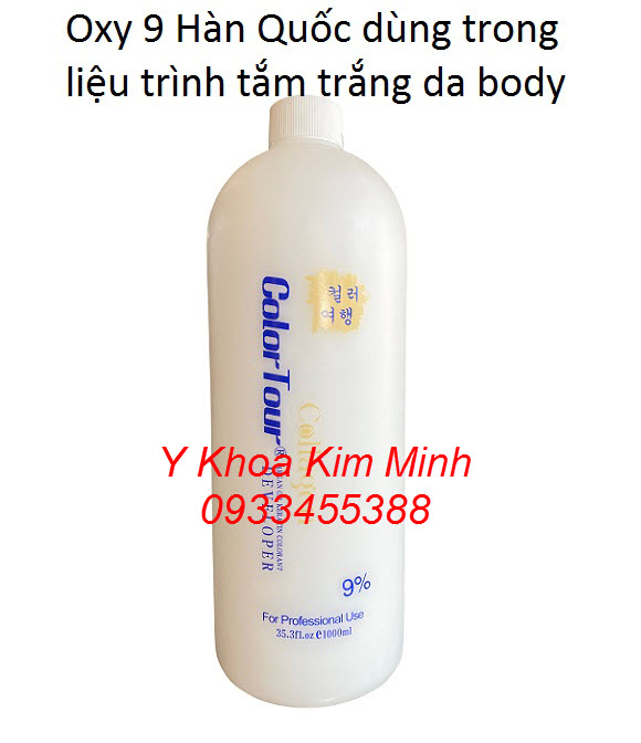 Chai oxy 9 Color Tour Perpxide Hàn Quốc dùng trong liệu trình tắm trắng da toàn thân tại Spa