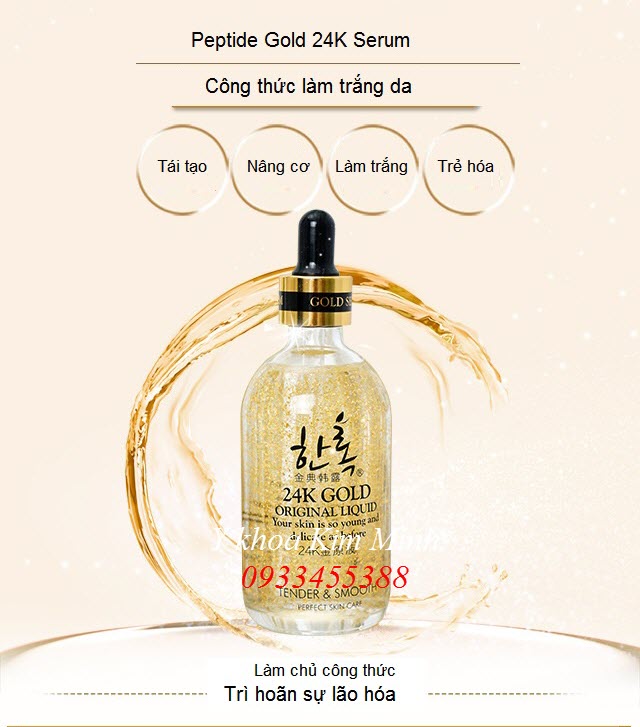Công thức nuôi dưỡng tái tạo trẻ hóa da bằng serum peptide vàng 24K - Y khoa Kim Minh