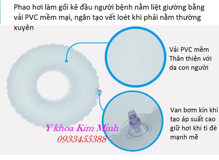 Phao hơi chống loét, nệm bơi hơi làm gối kê đầu người bệnh nằm liệt giường - Y Khoa Kim Minh