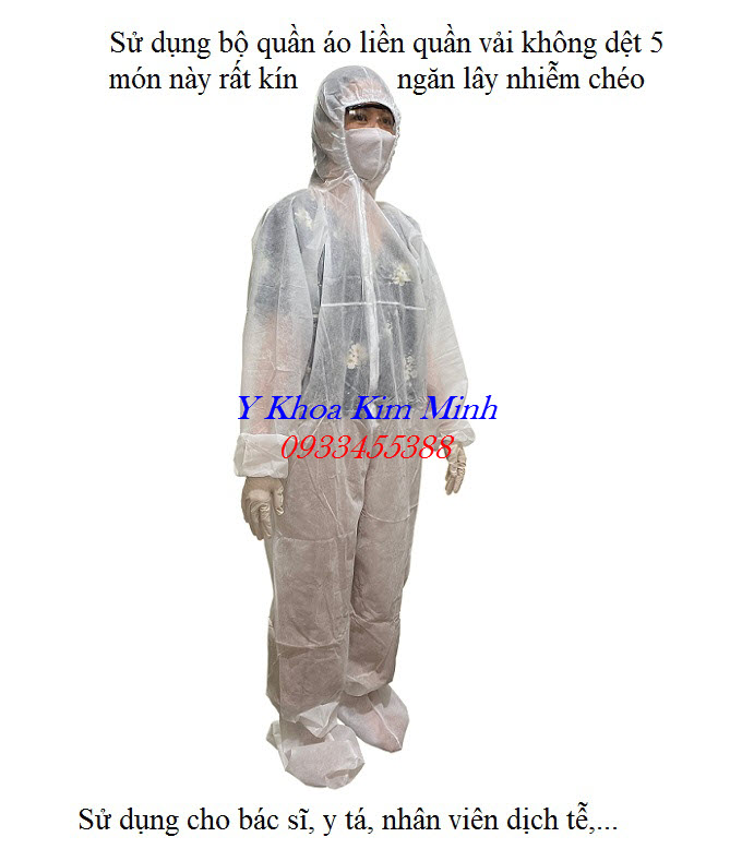 Bộ trang phục quần áo liền quần vải không dệt 5 món bán ở đâu tại Tp HCM - Y khoa Kim Minh