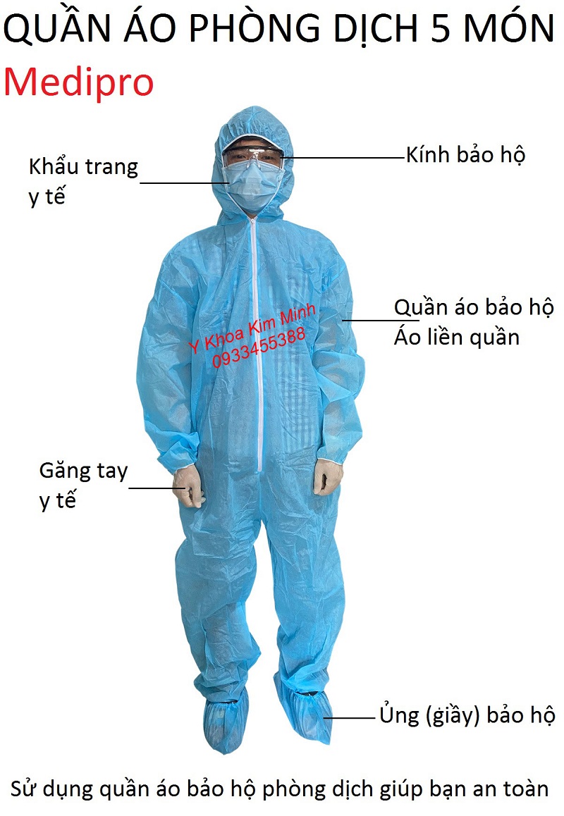Quần áo phòng dịch y tế 5 món Medipro của hãng Thời Thanh Bình