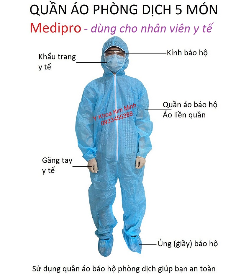 Bộ quần áo phòng dịch vải không dệt dùng cho nhân viên y tế Quần áo phòng dịch dùng cho nhân viên y tế bán tại Tp.HCM