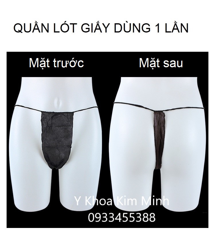 Hình ảnh mặt trước, sau của quần lót giấy Quan lot giay dung 1 lan size nho