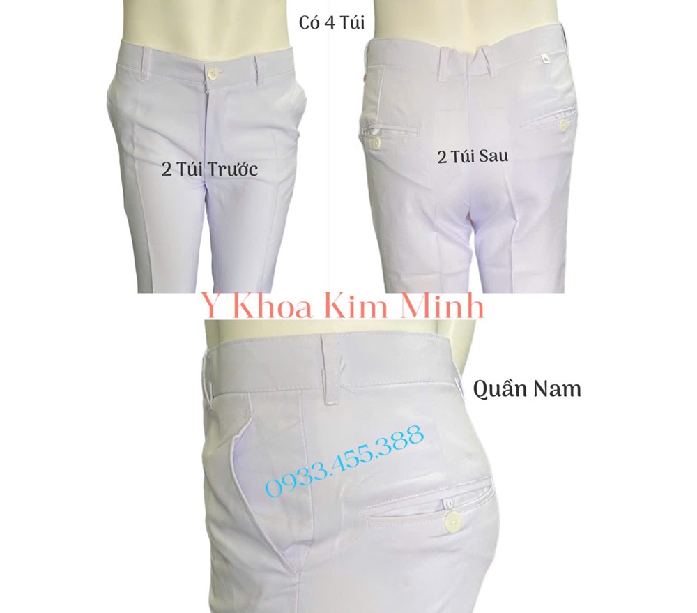 Quần y tế màu trắng kiểu tây, cung cấp giá sỉ quần áo blouse y tế ở Tp.HCM