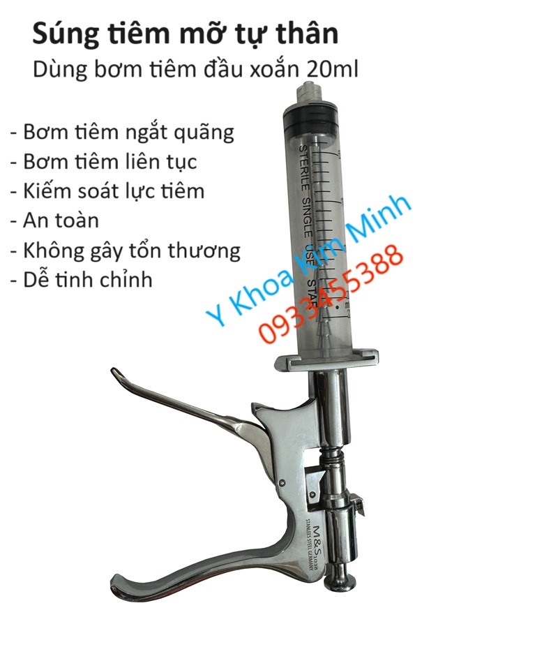 Súng tiêm mỡ tự thân dùng trong phẫu thuật thẩm mỹ tạo hình, nâng ngực, nâng mông