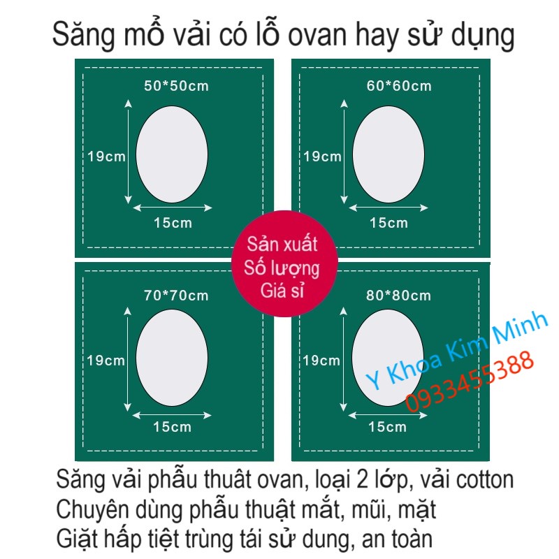 Săng phẫu thuật vải cotton lỗ ovan bán giá sỉ ở Y Khoa Kim Minh