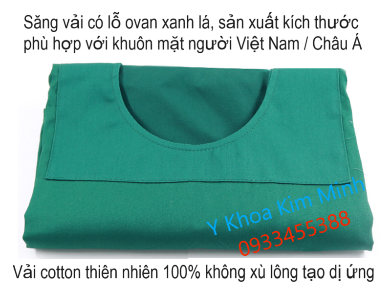 Săn vải có lỗ ovan màu xanh lá dùng cho phẫu thuật thẩm mỹ mặt, mắt, mũi