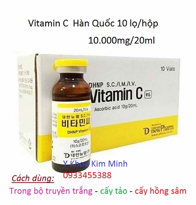 Serum Vitamin C injection cấy tảo phi kim - Y Khoa Kim Minh Serum Vitamin C Hàn Quốc dùng phi kim cấy tảo cốm Vĩnh An - Y Khoa Kim Minh