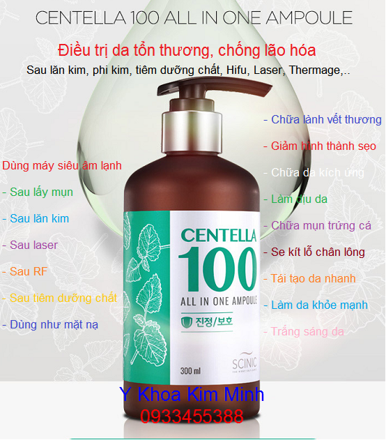 Serum Centella Hàn Quốc 300ml chuyên điều trị da dị ứng, viêm mụn, làm dịu da sau lăn kim, lấy mụn, tiêm mesogun bán tại Y Khoa Kim Minh 0933455388