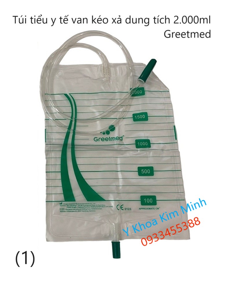 Túi tiểu y tế Greetmed van kéo xả dung tích 2000ml bán ở Tp.HCM