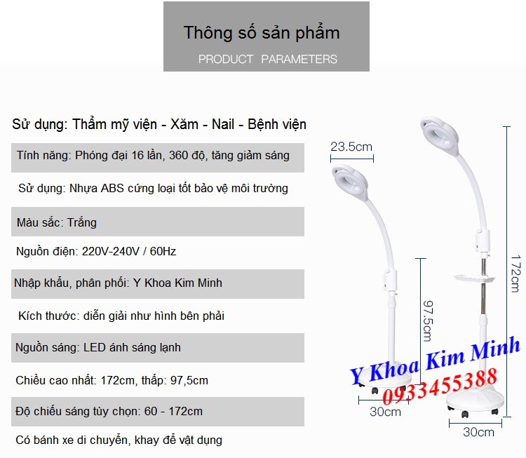 Đèn Lup Led KM-269 ánh sáng lạnh có tăng giảm nguồn sáng - Y Khoa Kim Minh Thông số kỹ thuật đèn lup led KM-269 ánh sáng lạnh có tăng giảm cường độ sáng - Y Khoa Kim Minh 0933455388
