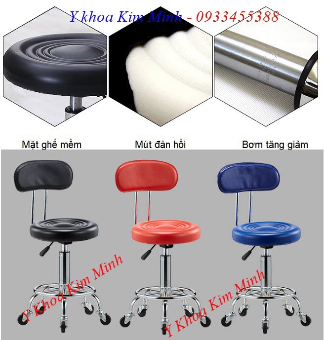 Bán ghế búp dùng cho thẩm mỹ viện spa GB-003 có tựa lưng và bánh xe di chuyển - Y khoa Kim Minh 0933455388