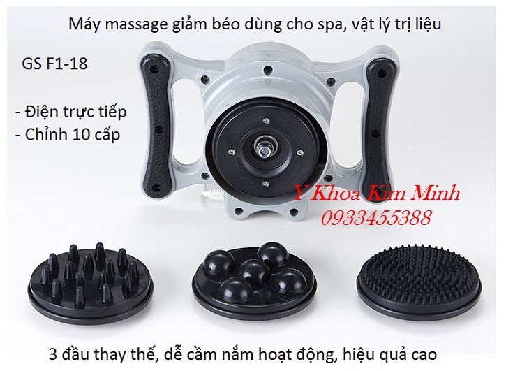 Thông số kỹ thuật máy massage rung giảm béo bụng, giảm béo toàn thân 3 đầu mini cầm tay  GS F1-18 - Y Khoa Kim Minh