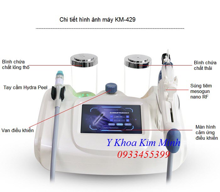 Thông số kỹ thuật máy Hydra Peel Mesogun nano RF KM-429 - Y Khoa Kim Minh