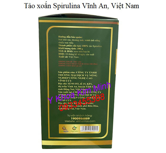 Cốm tảo xoắn Spirulina Vĩnh An dùng căng bóng, trắng mịn da - Y khoa Kim Minh Tảo xoắn Spirulina Vĩnh An,Việt Nam dùng phi kim nano cấy tảo căng bóng da - Y Khoa Kim Minh
