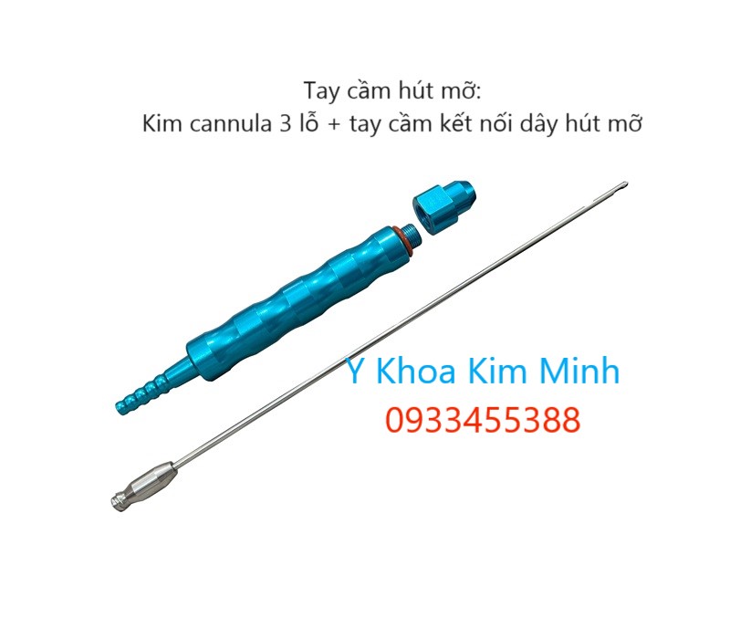 Tây cầm nối kim cannula hút mỡ với dây hút mỡ dùng trong phẫu thuật thẩm mỹ