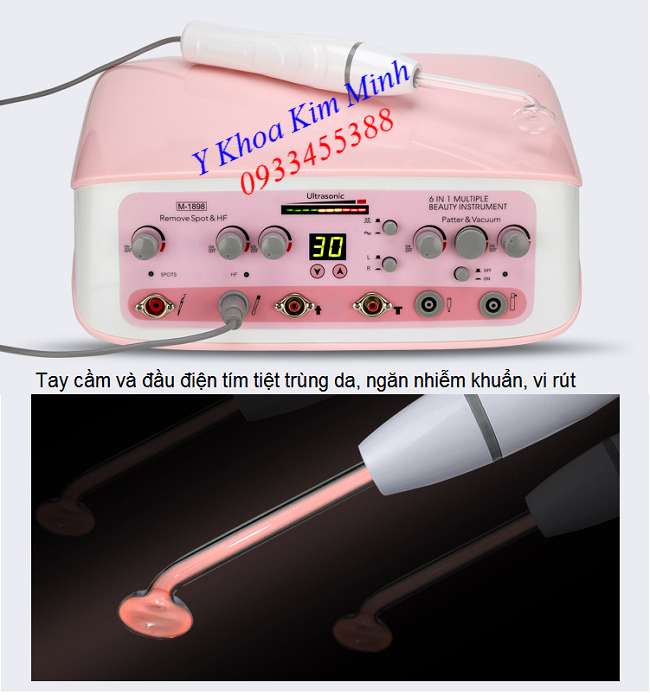 Đầu điện tím, tay cầm điện tím tiệt trùng da của máy chăm sóc da - Y Khoa Kim Minh