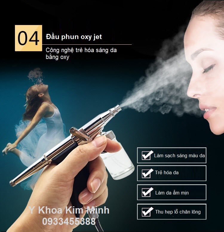 Tay cam phun oxy jet cham soc da may KM411 Y Khoa Kim Minh 0933455388