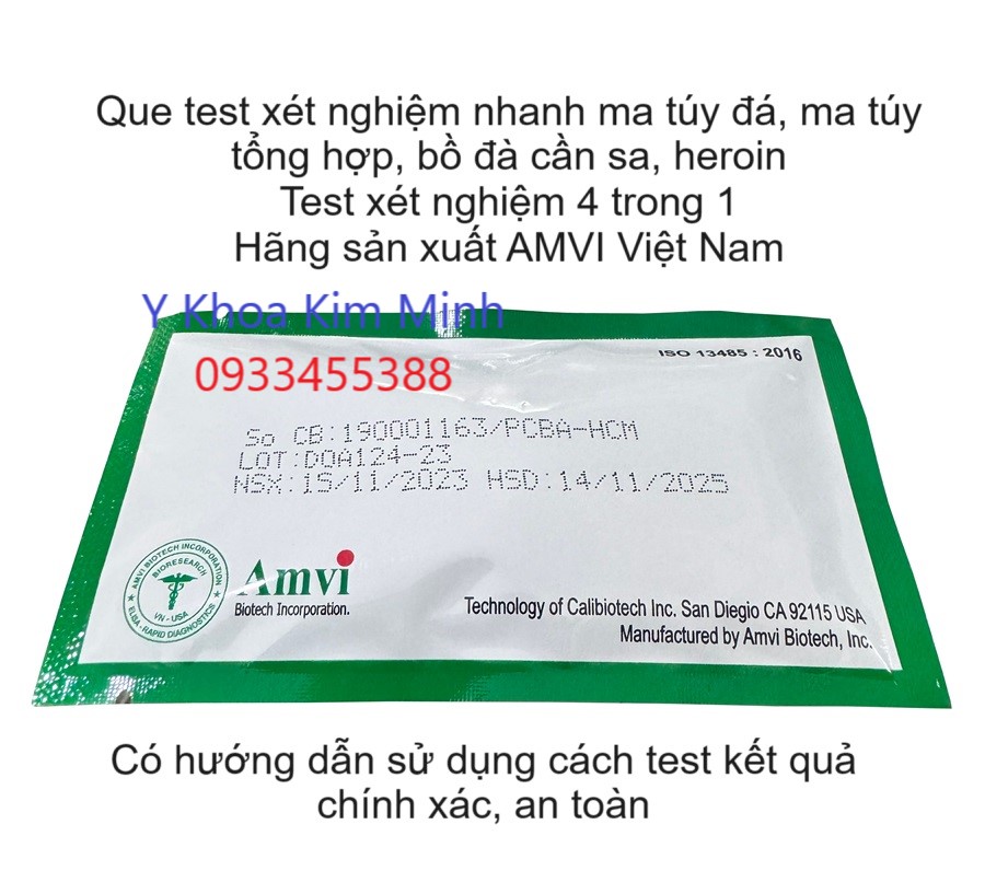 Test xét nghiệm nhanh ma túy 4 loại heroin, cần sa bồ đề, ma túy đá, ma túy tổng hợp