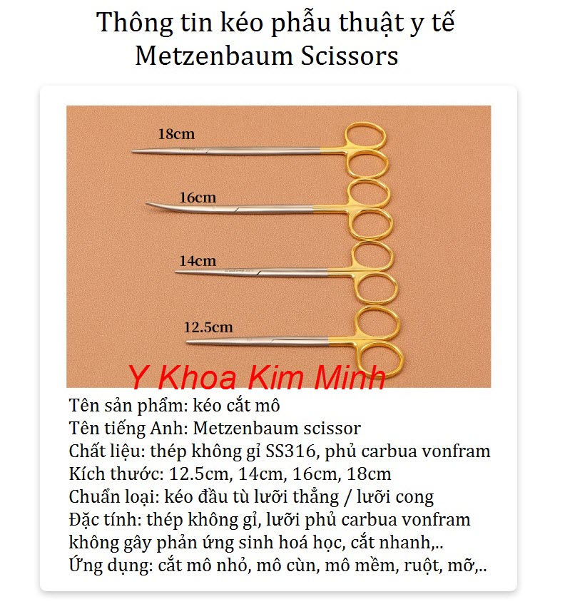 Thông tin kéo metz dùng cho phẫu thuật y tế bán ở Y Khoa Kim Minh