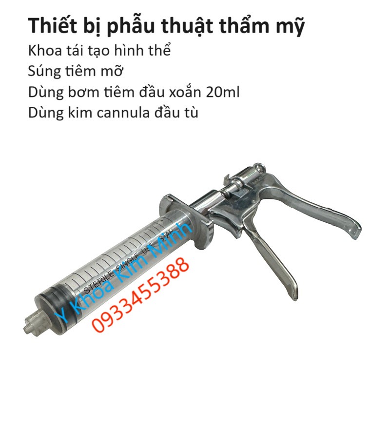 Dụng cụ thiết bị phẫu thuật thẩm mỹ, súng tiêm mỡ tự thân 20ml