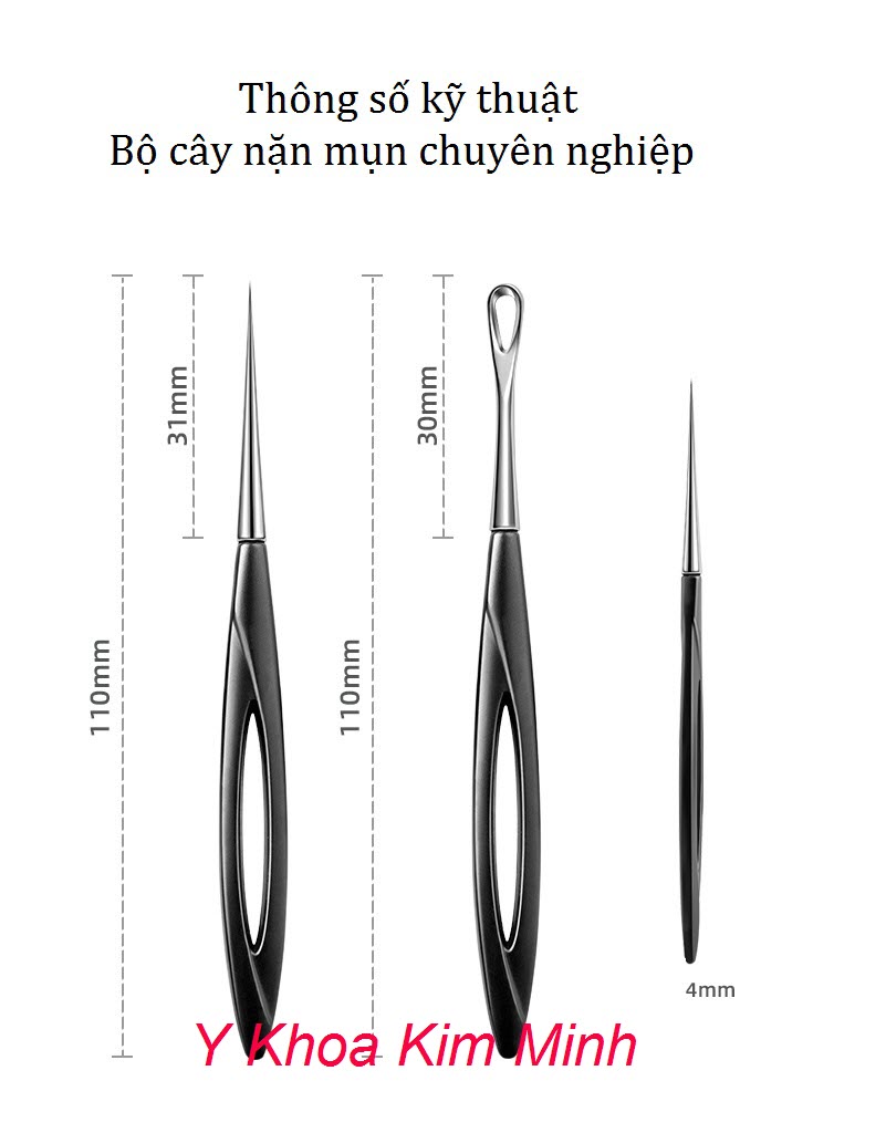 Thông số bộ cây nặn mụn chuyên nghiệp